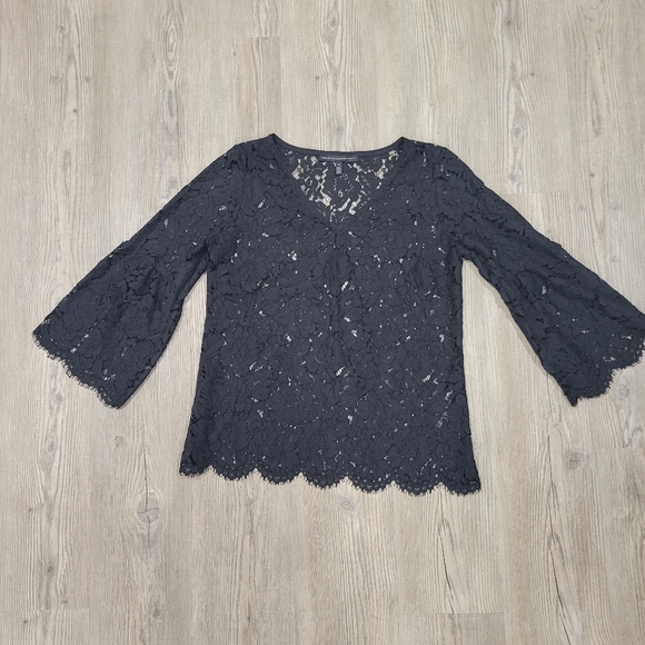 White House Black Market Tops - Whitehouse Black Market Lace Sheer Blouse Size Small